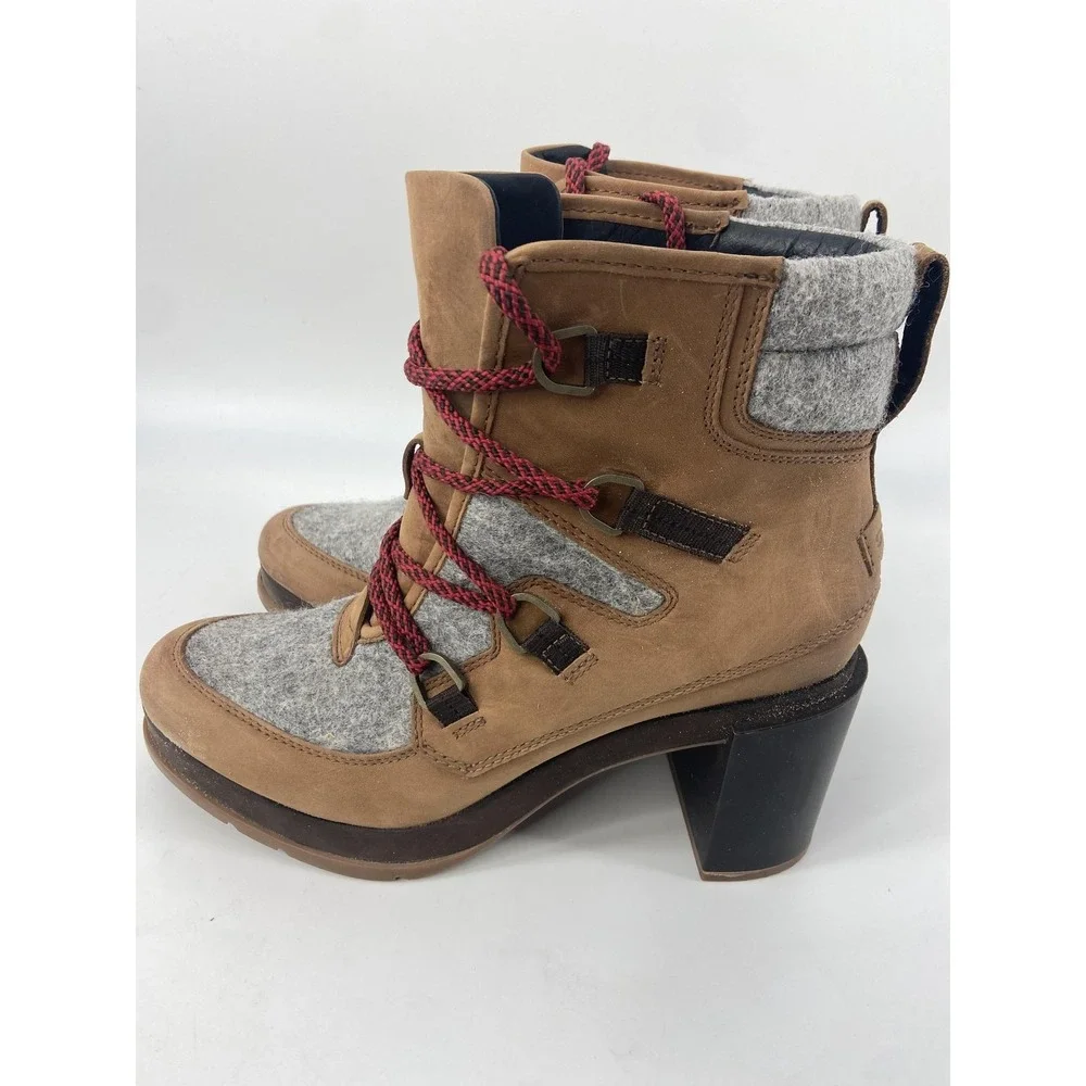 Sorel Boots Women 10 Brown Blake Nubuck Heel Ankle Block Heel Winter‎ Waterproof